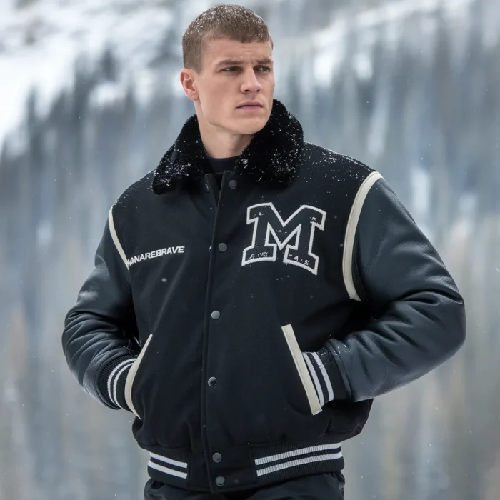 The Ice-Cold Rebel – Winter Varsity Jacket for Men