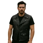 Men’s Black Biker Leather Vest