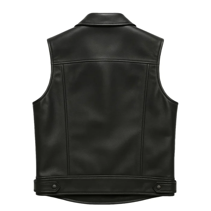 Men’s Black Biker Leather Vest