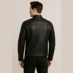 Men's Crocodile Pattern Black Leather Jacket