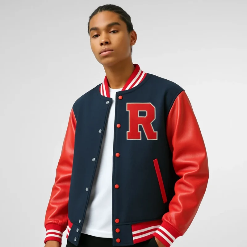 Men’s Red & Navy Varsity Letterman Jacket