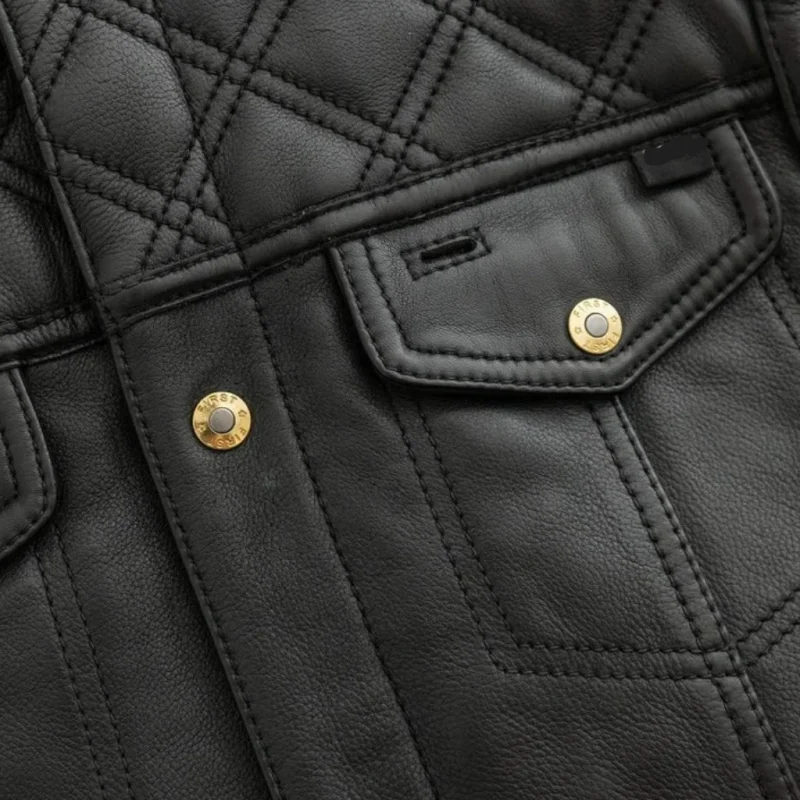 12 Gauge Men’s Leather Vest for Motorcycle Riders