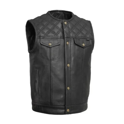 12 Gauge Men’s Leather Vest for Motorcycle Riders