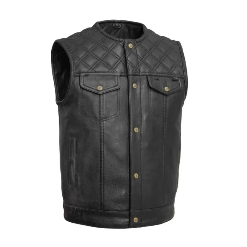 12 Gauge Men’s Leather Vest for Motorcycle Riders