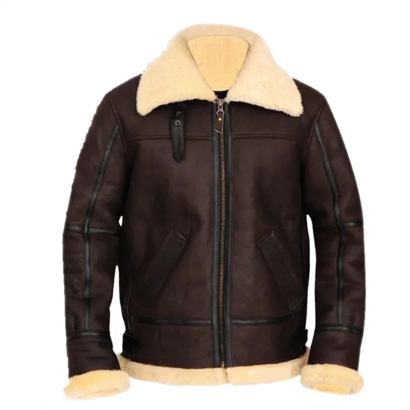 B3 Bomber Aviator Shearling Leather Jacket by man are brave