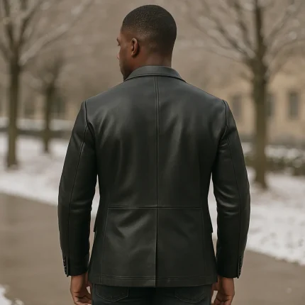 Black Leather Blazer for Men – Genuine Winter Coat