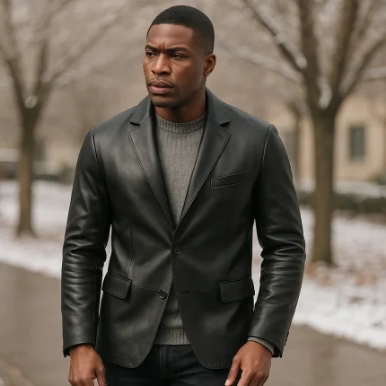 Black Leather Blazer for Men – Genuine Winter Coat