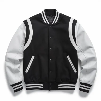 Black and White Varsity Jacket by man are brave