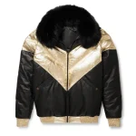 Lamb Skin Leather V‑Bomber Leather Jacket For Men Back by man are brave