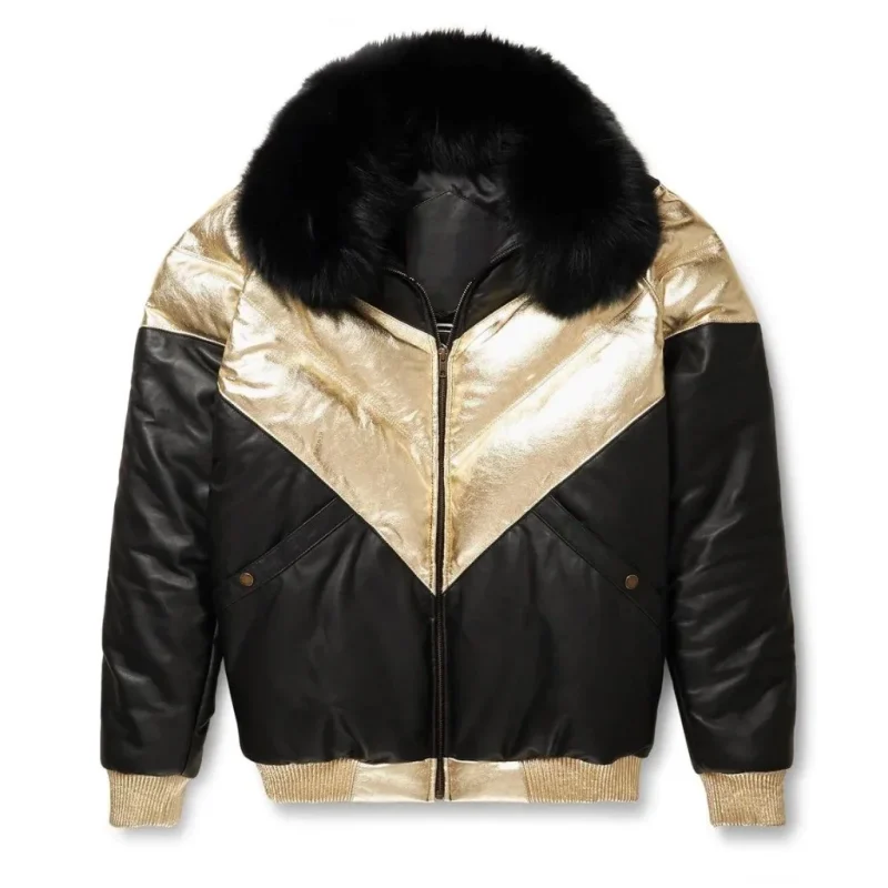 Lamb Skin Leather V‑Bomber Leather Jacket For Men Back by man are brave