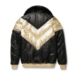 Lamb Skin Leather V‑Bomber Leather Jacket For Men Back by man are brave