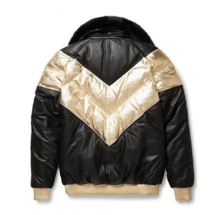 Lamb Skin Leather V‑Bomber Leather Jacket For Men Back by man are brave