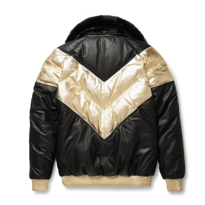 Lamb Skin Leather V‑Bomber Leather Jacket For Men Back by man are brave