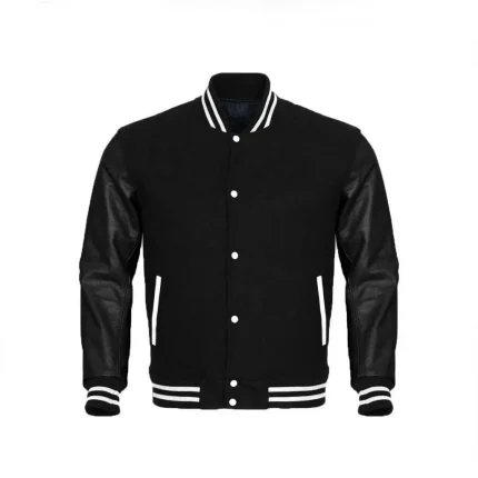 Letterman Sheep Nappa Leather Sleeves Varsity Jacket by man are brave