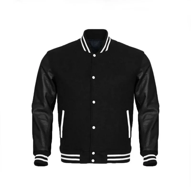 Letterman Sheep Nappa Leather Sleeves Varsity Jacket by man are brave