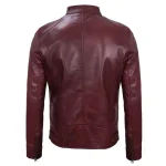 Man Are Brave Maroon Cafe Racer Leather Biker Jacket