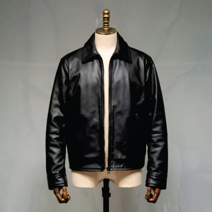 Men's Classic Black Leather Jacket - Man Are Brave | Timeless Shirt Collar Design | Genuine Leather Casual & Biker Style