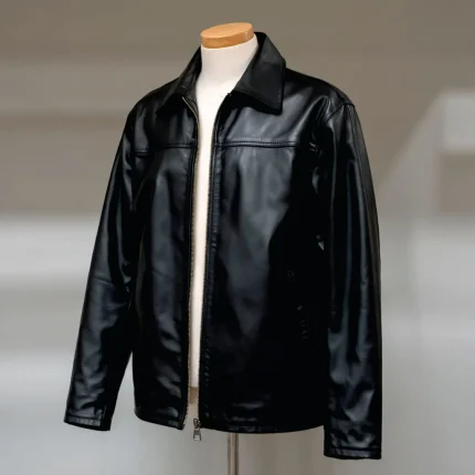 Men's Classic Black Leather Jacket - Man Are Brave | Timeless Shirt Collar Design | Genuine Leather Casual & Biker Style