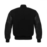 Men’s Black Leather Letterman Baseball Bomber Varsity Jacket by man are brave