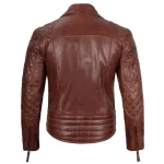 Men’s Brown Distressed Quilted Leather Biker Jacket by man are brave