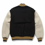 Men's Classic Varsity Letterman Jacket - Man Are Brave | Black Wool & Genuine Leather Sleeves | Retro Bomber Style