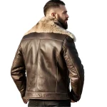 Men's Luxury Brown Shearling Bomber Jacket - Man Are Brave | Real Sheepskin Leather & Fur Collar | Aviator Pilot Style