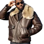 Men's Luxury Brown Shearling Bomber Jacket - Man Are Brave | Real Sheepskin Leather & Fur Collar | Aviator Pilot Style