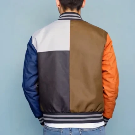 Unisex Multi-Color Block Leather Varsity Jacket - Man Are Brave | Patchwork Letterman Style | Premium Genuine Suede & Leather
