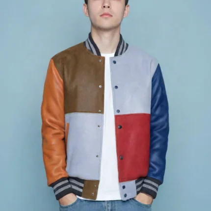 Unisex Multi-Color Block Leather Varsity Jacket - Man Are Brave | Patchwork Letterman Style | Premium Genuine Suede & Leather