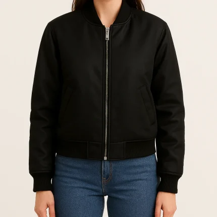 Black Bomber Jacket for Women