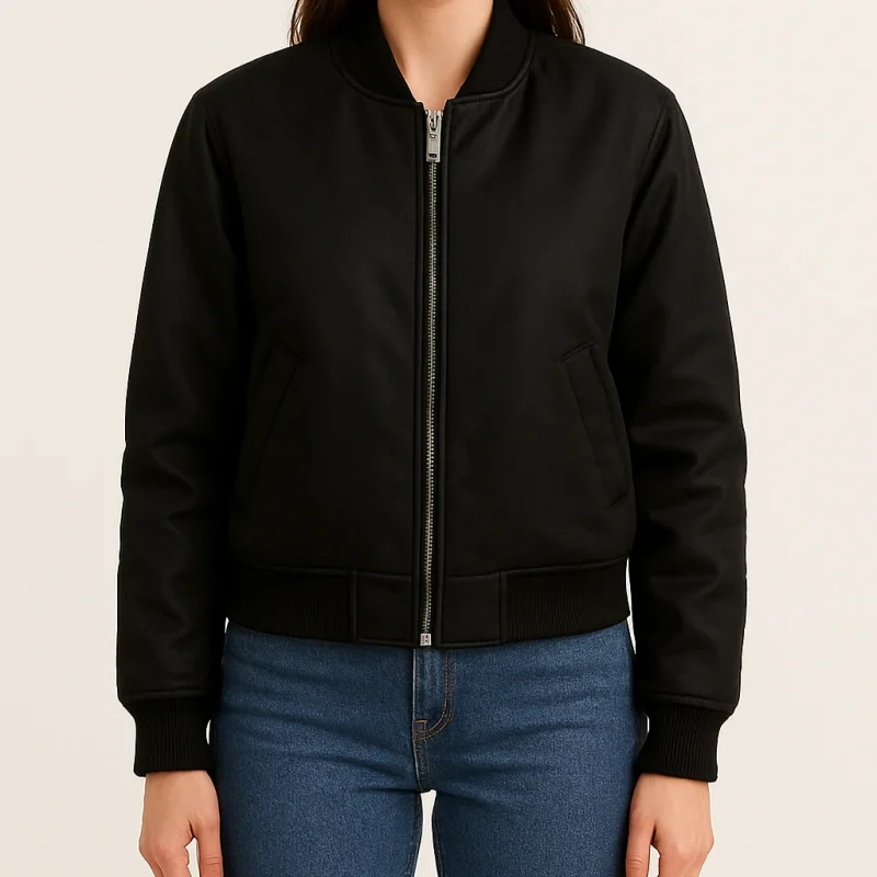 Black Bomber Jacket for Women
