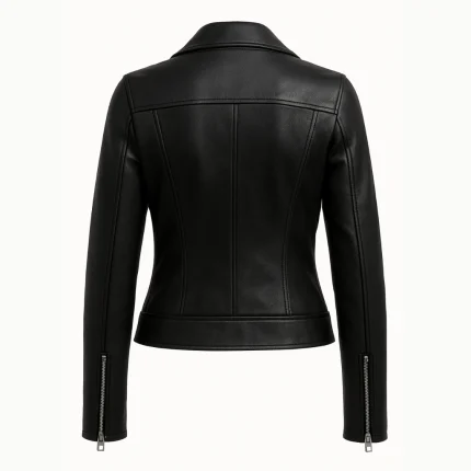 Women's Black Real Leather Moto Biker Jacket