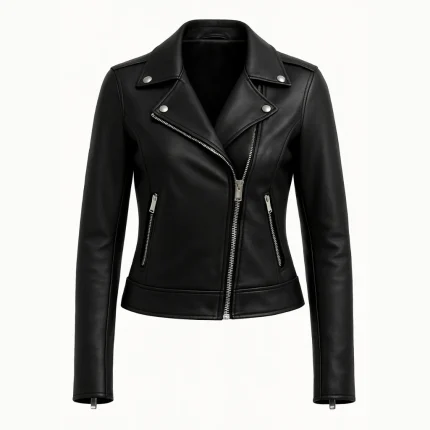 Women's Black Real Leather Moto Biker Jacket