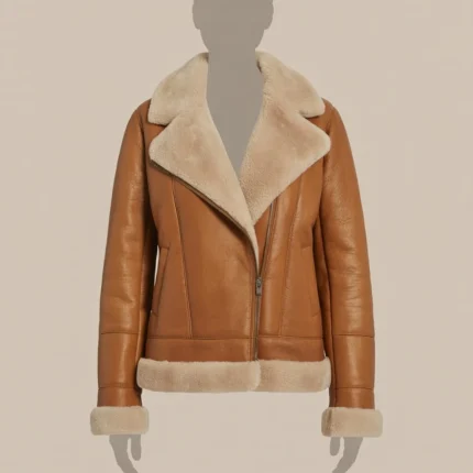 Women's Brown Faux Shearling Aviator Jacket