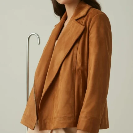 Women's Brown Suede Asymmetrical Moto Jacket