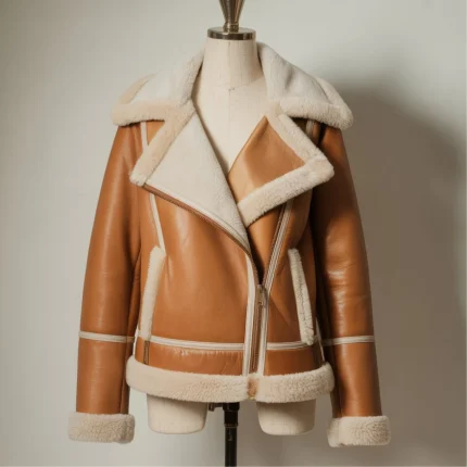 Women's Classic Tan Shearling Aviator Jacket