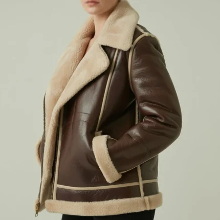 Women's Classic Tan Shearling Aviator Jacket